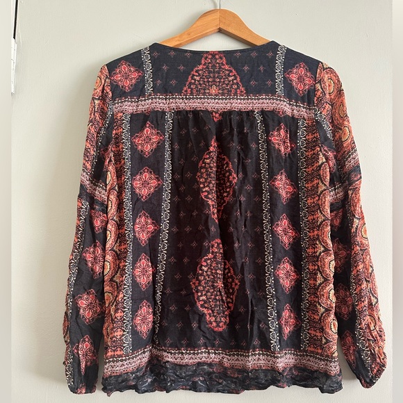 Lucky brand pheasant top with tie at collar - Picture 3 of 7